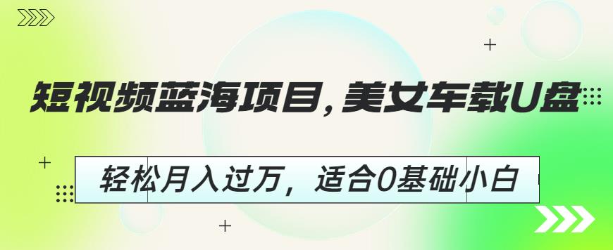 短视频蓝海项目，美女车载U盘，轻松月入过万，适合0基础小白[揭秘]网赚教程-副业赚钱-互联网创业-手机赚钱-网赚项目-98副业网-精品课程-知识付费-网赚创业网98副业网