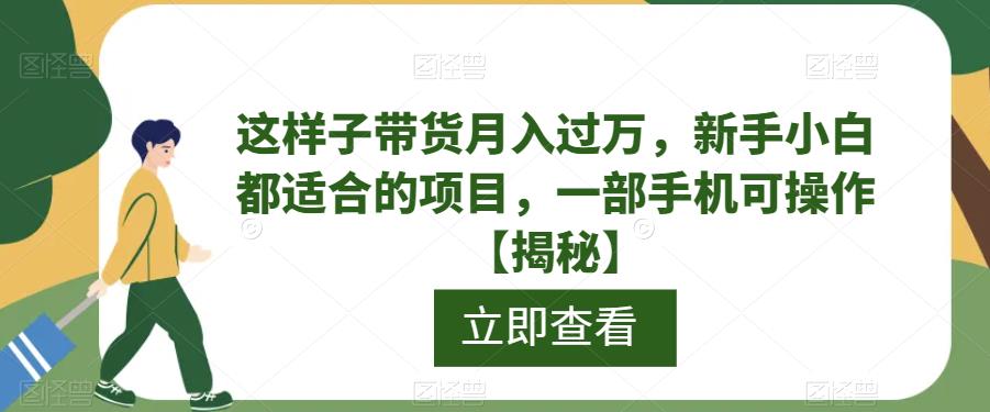 这样子带货月入过万，新手小白都适合的项目，一部手机可操作[揭秘]网赚教程-副业赚钱-互联网创业-手机赚钱-网赚项目-98副业网-精品课程-知识付费-网赚创业网98副业网