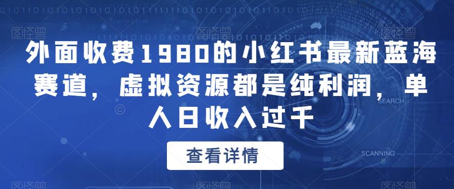 外面收费1980的小红书最新蓝海赛道，虚拟资源都是纯利润，单人日收入过千网赚教程-副业赚钱-互联网创业-手机赚钱-网赚项目-98副业网-精品课程-知识付费-网赚创业网98副业网