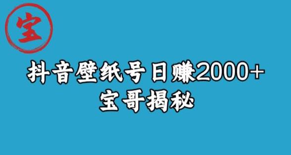 宝哥抖音壁纸号日赚2000+，不需要真人露脸就能操作[揭秘]网赚教程-副业赚钱-互联网创业-手机赚钱-网赚项目-98副业网-精品课程-知识付费-网赚创业网98副业网