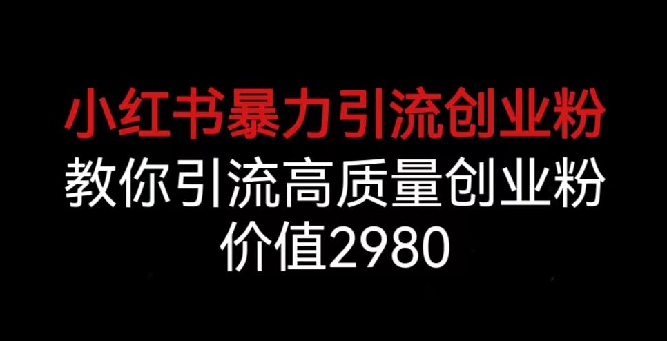 小红书暴力引流创业粉，教你引流高质量创业粉，价值2980[揭秘]网赚教程-副业赚钱-互联网创业-手机赚钱-网赚项目-98副业网-精品课程-知识付费-网赚创业网98副业网