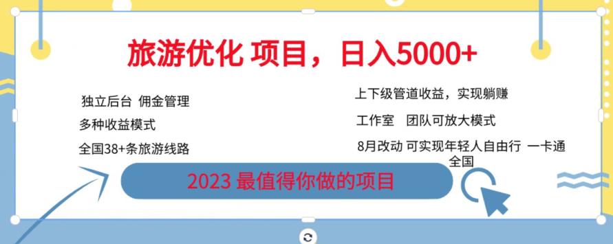 旅游优化项目，2023最值得你做的项目没有之一，带你月入过万网赚教程-副业赚钱-互联网创业-手机赚钱-网赚项目-98副业网-精品课程-知识付费-网赚创业网98副业网